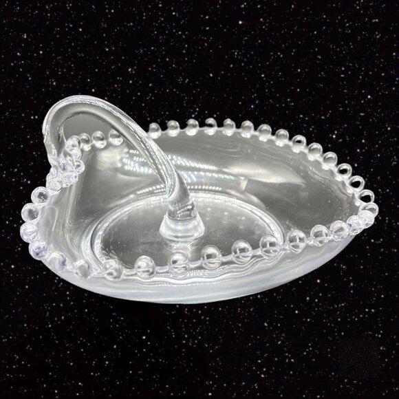 Vintage Candlewick Heart Shaped Nappy Candy Dish Clear Glass Beaded 5.5”W 3”T - Picture 3 of 10